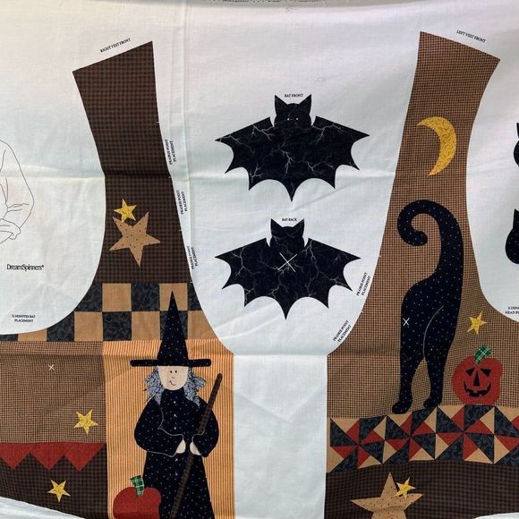 Vtg Dreamspinners Halloween Vest Design Instructions Template Fabric Pattern - Picture 3 of 7